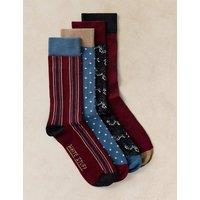 White Stuff 4 Pack Cotton Rich Patterned Ankle Socks Blue Mix