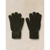 White Stuff Wool Rich Ribbed Knitted Gloves Khaki