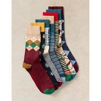White Stuff 7 Pack Christmas Days Of The Week Socks Blue Mix
