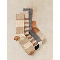 White Stuff 4 Pack Cotton Rich Robin Christmas Ankle Socks Natural Mix