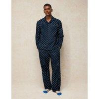 White Stuff Pure Cotton Dobby Pyjama Bottoms Navy Mix