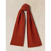 White Stuff Lambswool Rich Nep Cable Knitted Scarf Dark Orange