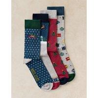 White Stuff 4 Pack Christmas Cotton Rich Ankle Socks Grey Mix
