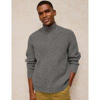 White Stuff Selby Wool Rich V Neck Zip Up Cardigan Grey Mix
