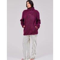 Loungeable Fleece Quarter Zip Lounge Top Purple