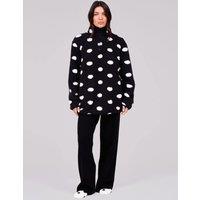 Loungeable Polka Dot Fleece Quarter Zip Sweatshirt Black Mix