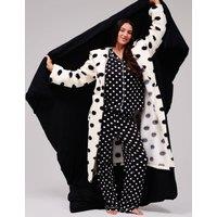 Loungeable Fleece Polka Dot Hooded Dressing Gown Cream Mix
