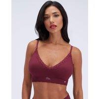 Boux Avenue Lace Trim Non Wired Plunge Bralette Burgundy