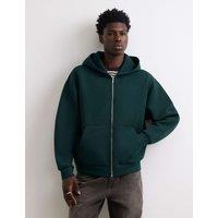 River Island Oversized Pure Cotton Long Sleeve Zip Up Hoodie Green