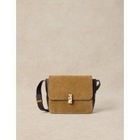 White Stuff Leather Pushlock Cross Body Bag Khaki