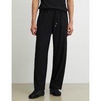 River Island Textured Wide Leg Joggers Black