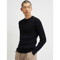 River Island Pure Cotton Waffle Crew Neck Jumper Black
