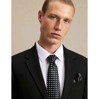 River Island 2 Pack Polka Dot Pure Cotton Tie & Handkerchief Set Black