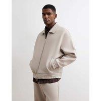 River Island Cotton Blend Technical Harrington Jacket Stone
