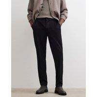 River Island Slim Fit Textured Stretch Trousers Black