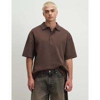 River Island Pure Cotton Short Sleeve Polo Shirt Brown