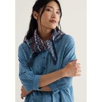 Seasalt Cornwall Wool Rich Knitted Fairisle Scarf Navy Mix