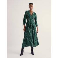 Seasalt Cornwall Printed V Neck Midaxi Dress Green Mix