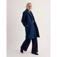 Seasalt Cornwall Wool Rich Textured Single Breasted Longline Coat Navy