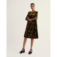 Seasalt Cornwall Velvet Geometric Knee Length Shift Dress Green Mix