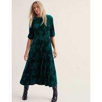 Seasalt Cornwall Velvet Geometric Midaxi Dress Teal Mix