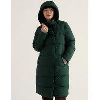 Seasalt Cornwall Waterproof Hooded Unlined Longline Puffer Coat Green