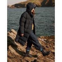 Seasalt Cornwall Waterproof Hooded Unlined Longline Puffer Coat Black
