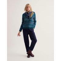 Seasalt Cornwall Merino Wool Rich Fairisle Round Neck Jumper Teal Mix