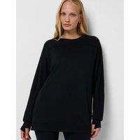 Sweaty Betty After Class Cotton Blend Longline Sweatshirt Black