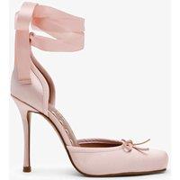 Steve Madden Larina Satin Bow Ankle Strap Stiletto Heels Pink