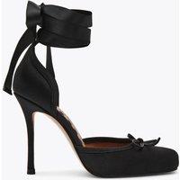 Steve Madden Larina Satin Bow Ankle Strap Stiletto Heels Black