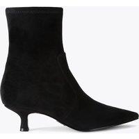 Steve Madden Checklist Suedette Pointed Toe Kitten Heel Ankle Boots Black