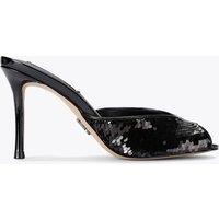 Steve Madden Rollout Sequin Open Toe Stiletto Mules Black