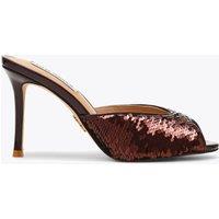 Steve Madden Rollout Sequin Open Toe Stiletto Mules Brown