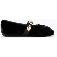 Steve Madden Toasted Faux Fur Bow Buckle Pump Slippers Black