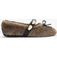Steve Madden Toasted Faux Fur Bow Buckle Pump Slippers Brown