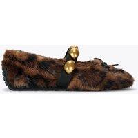 Steve Madden Toasted Leopard Print Faux Fur Buckle Pump Slippers Brown
