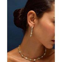 ACCESSORIZE 14ct Gold Plated Cubic Zirconia Drop Earrings Gold Mix