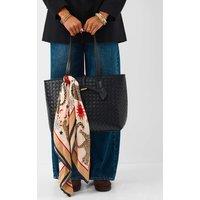 ACCESSORIZE Woven Faux Leather Tote Bag Black