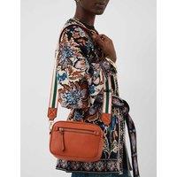 ACCESSORIZE Faux Leather Zip Front Crossbody Bag Orange