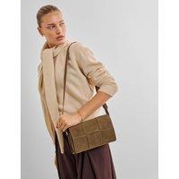 Katie Loxton Suedette Woven Cross Body Bag Light Brown
