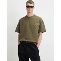 River Island Cotton Floral Border T-Shirt Khaki Mix