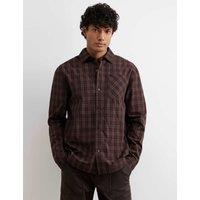 River Island Regular Fit Checked Luxury Shirt Brown Mix