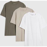 River Island 3 Pack Slim Fit Plain Crew Neck T-Shirts White Mix