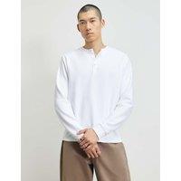 River Island Cotton Rich Henley Long Sleeve T-Shirt White