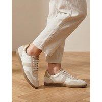 Jones Bootmaker Leather Lace Up Trainers Beige Mix