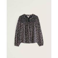 Seasalt Cornwall Pure Cotton Printed Notch Neck Long Sleeve Relaxed Fit Blouse Navy Mix