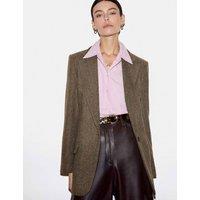 Jigsaw Wool Blend Twill Single Breasted Blazer Khaki