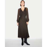 Jigsaw Long Sleeve Bias Midi Dress Brown