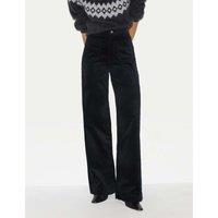 Jigsaw Velvet Patch Pocket Wide Leg Jeans Black